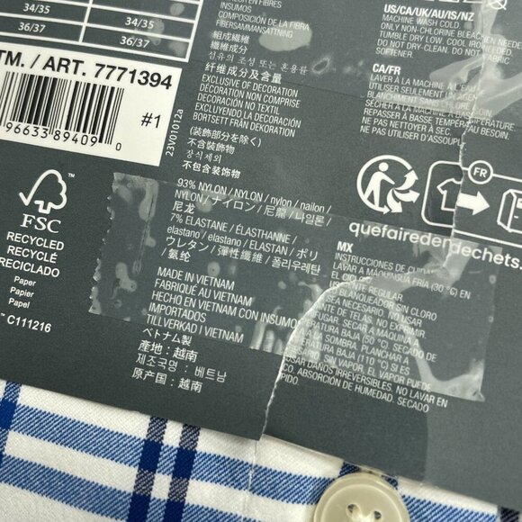 NEW Kirkland Signature Men's M Performance Sport Dress Shirt White Blue Plaid - Picture 6 of 8